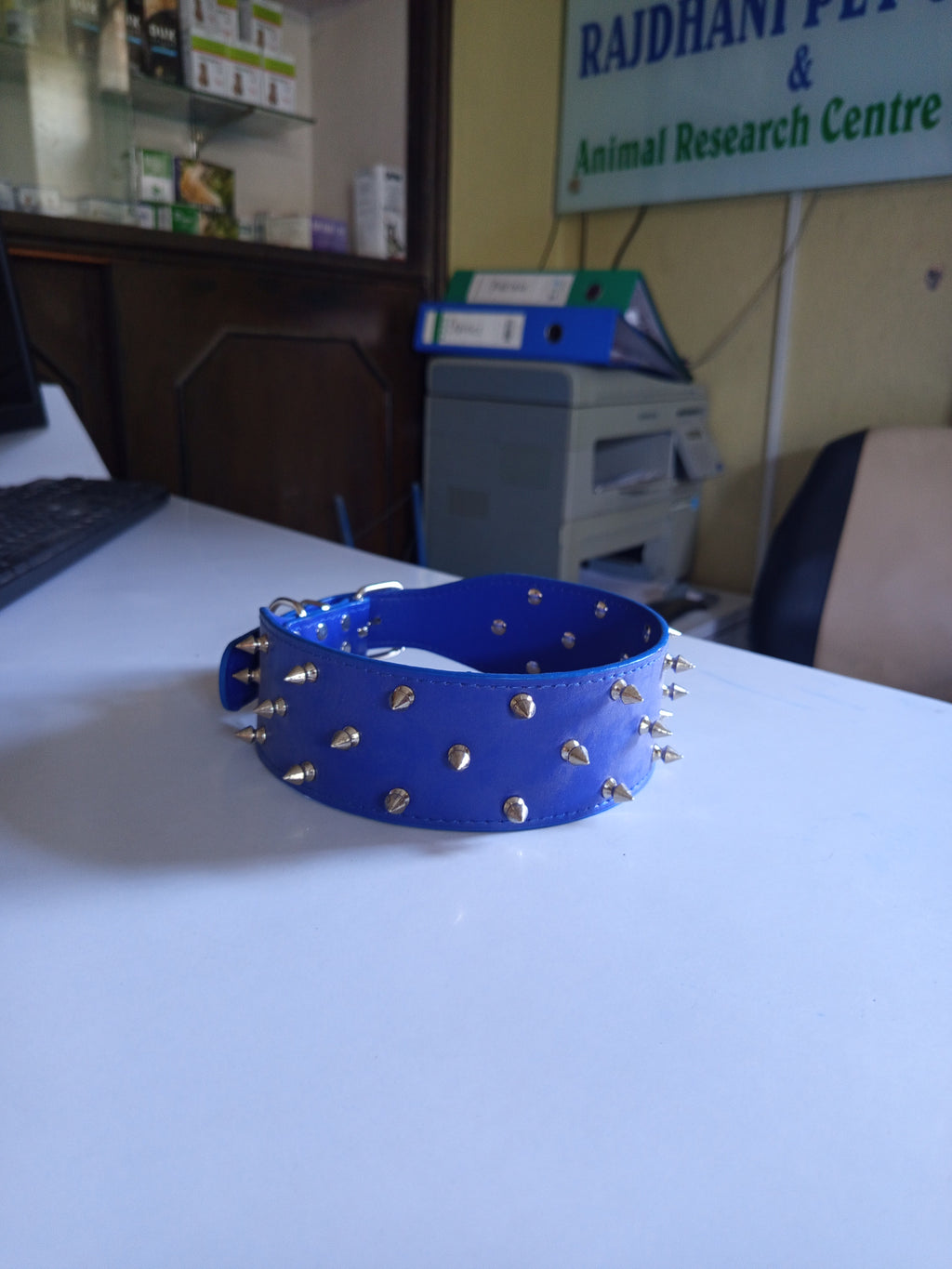 Leather belt whide spike M